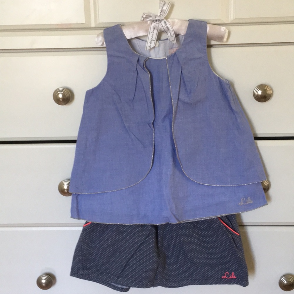 Lili Gaufrette Paris Matching Set- Linen/Chambray